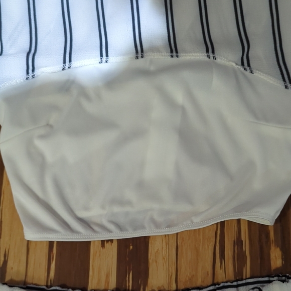 Windsor Striped White and Black Crop Top and Palazzo Pant Set - Picture 3 of 8